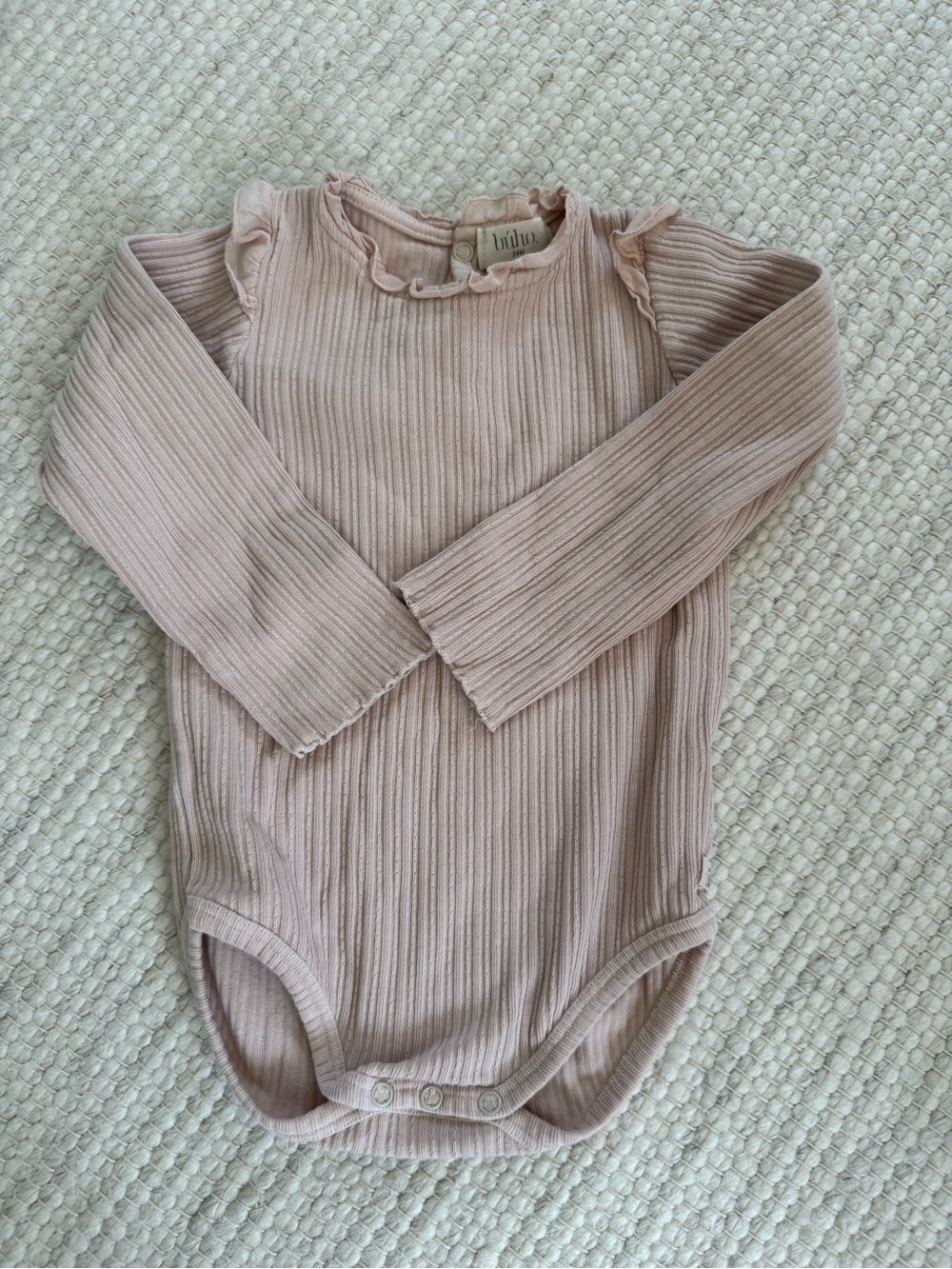 Buho Ribbed Long-Sleeve One-Piece in Blush